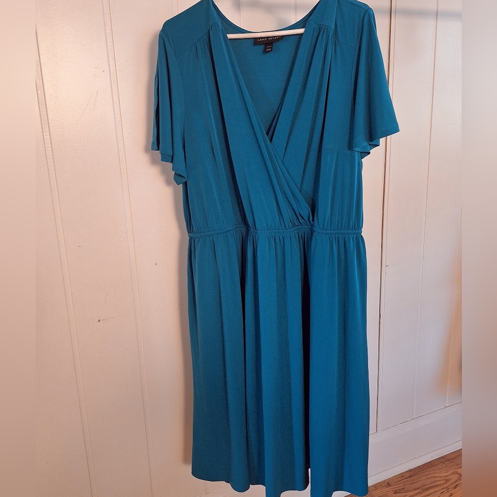 NWOT Lane Bryant Teal Midi Dress Size 22-24 Fall Fashion
